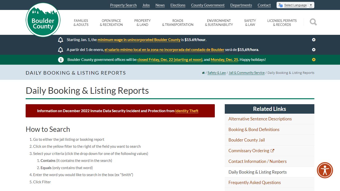 Daily Booking & Listing Reports - Boulder County